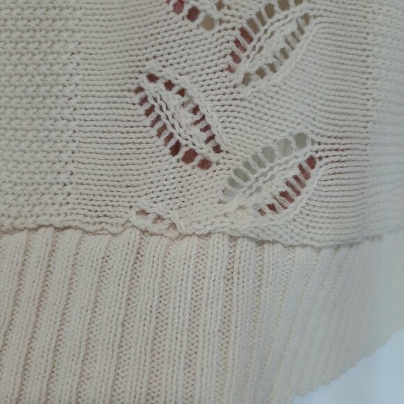 Rare handmade vintage quiet luxury knit short sleeve ivory sweater - Picture 5 of 16